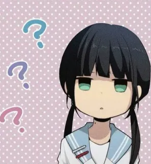 ❔ Anime, Signos de interrogación, Lindo, Femenina, Chica, Pensando telegram sticker