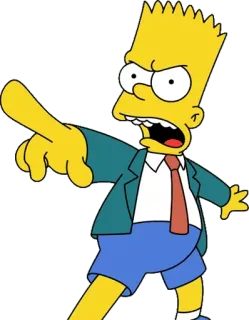 👈 Bart Simpson The Simpsons kartun, Bart Simpson, The Simpsons, marah, menunjuk telegram sticker