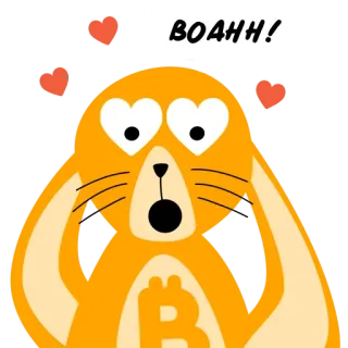 😍 BOAHH! bunny, rabbit, bitcoin, crypto, orange, hearts, cute telegram sticker