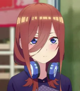 💙 Miku Nakano The Quintessential Quintuplets anime, cute, headphones, girl, miku telegram sticker