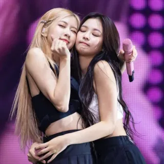 🤍 kpop, blackpink, โรเซ่, เจนนี่, มิตรภาพ, กอด, เวที whatsapp sticker