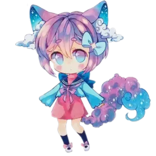 🙄 アニメ, かわいい, ちび, 猫耳, キュート, ファンタジー telegram sticker
