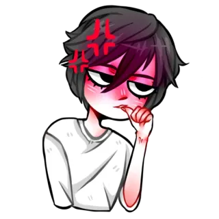 😡 Anime, Kartun, Marah, Malu, Gigit, Gugup, Stiker whatsapp sticker