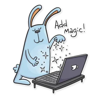 ⭐️ Add magic! królik, magia, laptop, gwiazdy, kreskówka, zajączek, słodki telegram sticker