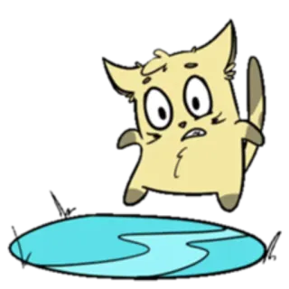 🏖 cat, cartoon, worried, water, illustration, sticker telegram sticker