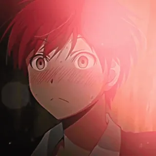 🍷 anime, jongen, rood haar, cartoon, blozen, verrast telegram sticker