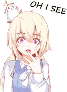 🤭 OH I SEE anime, girl, bird, cute, eyes telegram sticker