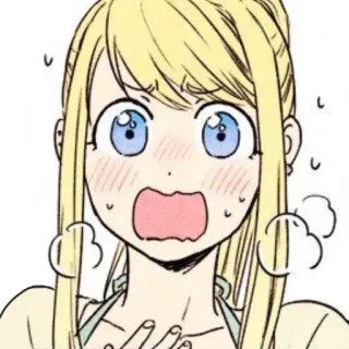 😖 Anime, Mangá, Expressão, Chocado/a, Loira, Garota, Personagem telegram sticker