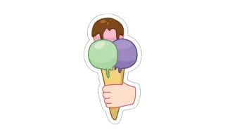 🍦 helado, postre, cono, comida, mano whatsapp sticker