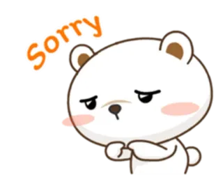😔 Sorry disculpa, oso, lindo, dibujo animado, lo siento, expresión telegram sticker