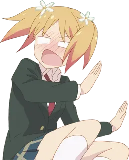 😱 Anime, Uniforme escolar, Garota, Desenho animado, Recusa, Pare, Desaprovação telegram sticker