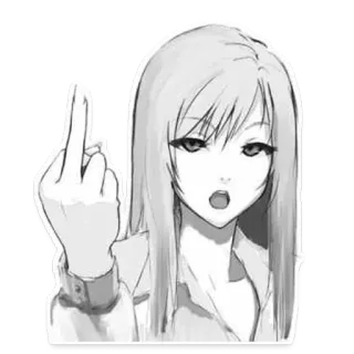 🖕 middle finger, anime, gesture, woman, girl telegram sticker
