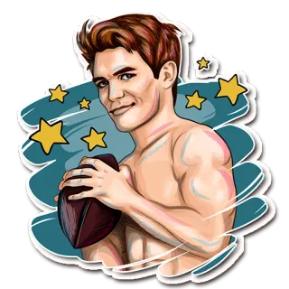💪 футбол, спорт, спортсмен, мультфильм, мужчина, грудь, звезда telegram sticker