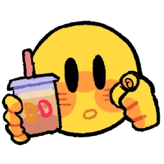 😶 Emoji, Mignon, Kawaii, Café, Donut, Pointer, Jaune telegram sticker