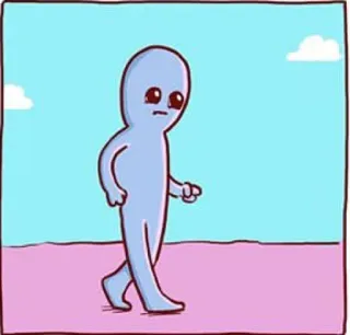 😕 歩く, 悲しい, 漫画, 宇宙人 telegram sticker