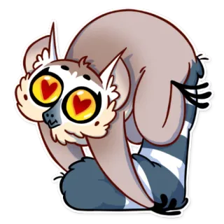 😍 キツネザル, 動物, 漫画, 可愛い, ハート目, 目, ステッカー telegram sticker