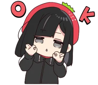 👌 OK ok, chica anime, lindo, reacción, pegatina whatsapp sticker
