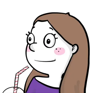 🤒 dessin animé, femme, boisson, breuvage, illustration, portrait telegram sticker