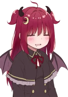 😴 Anime, Demonio, Lindo, Chica, Pelo Rojo, Cuernos, Alas telegram sticker
