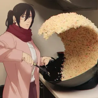 🍚 Mikasa Ackerman Attack on Titan Anime, Cozinha, Refogado, Personagem, Comida asiática, Arroz, Mangá telegram sticker