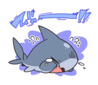😩 ムリー! tubarão, animal, fofo, exausto, cansado telegram sticker