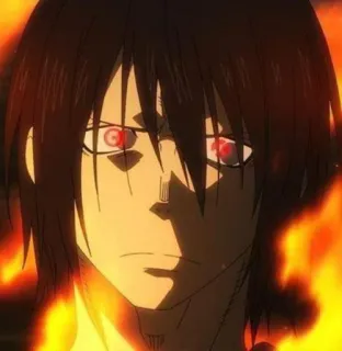 🖤 Sho Kusakabe Fire Force anime, fire, supernatural, dark eyes, character, serious telegram sticker