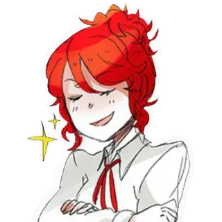 😏 dibujo animado, mujer, pelo rojo, estilo anime, sonrisa, lindo telegram sticker