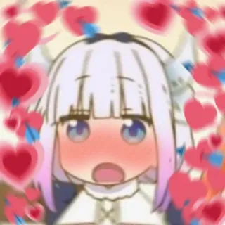 😳 Kanna Kamui Miss Kobayashi's Dragon Maid anime, kanna, dragon, cute, hearts, kawaii telegram sticker