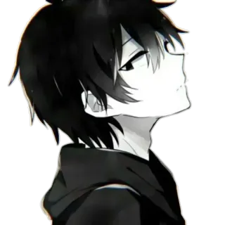 😒 Anime, Manga, Ragazzo, Bianco e nero, Illustrazione, Felpa con cappuccio telegram sticker