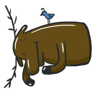😞 animale, cartone animato, marrone, uccello, assonnato, riposo, illustrazione, adesivo telegram sticker