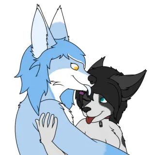 😘 furry, animal, dog, wolf, hug, cartoon telegram sticker