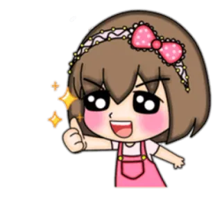 👍 cartoon, girl, cute, thumbs up, sparkles, kawaii telegram sticker