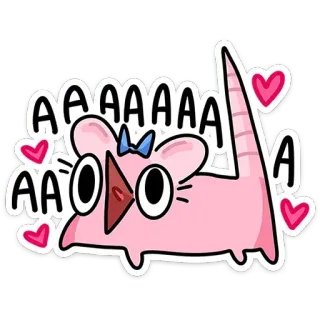 😲 AAAAAAA การ์ตูน, น่ารัก, สีชมพู, หนู, หัวใจ, เครื่องหมายอัศเจรีย์ telegram sticker