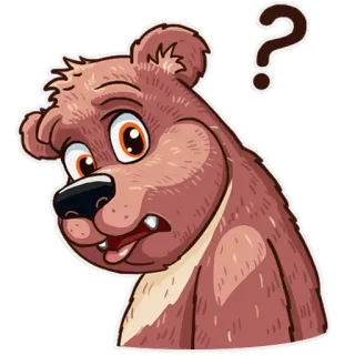 😨 urso, ponto de interrogação, desenho animado, animal, confuso telegram sticker