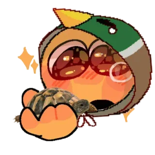 🐢 canard, tortue, animal, dessin animé, kawaii, mignon, art numérique whatsapp sticker