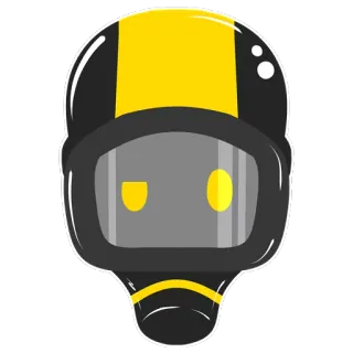 😐 kask, robot, żółty, czarny, awatar, kreskówka telegram sticker