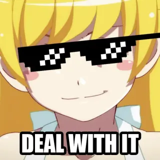 😎 Shinobu Oshino Monogatari DEAL WITH IT อนิเมะ, Deal with it, แว่นกันแดด, มังงะ, การ์ตูน, สติกเกอร์ whatsapp sticker