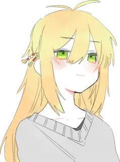 😳 аниме девушка, мультфильм, рисунок, иллюстрация, блондинка, персонаж telegram sticker