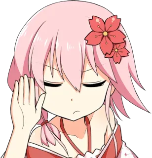 ✋ Anime, Manga, Fille, Cheveux roses, Fleur, Personnage whatsapp sticker