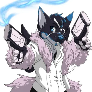 💙 wolf, waffen, furry, charakter, waffen, cartoon, tier telegram sticker
