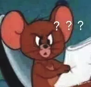 🤔 Jerry Tom and Jerry ??? cartoon, mouse, question, confused, meme telegram sticker