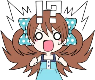 ⁉️ anime, dziewczyna, zaskoczona, wykrzyknik, pytanie telegram sticker