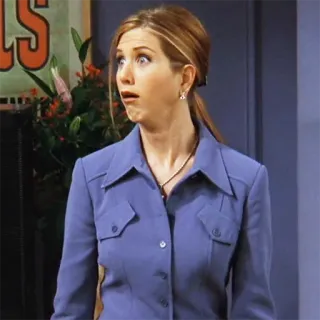 👻 Rachel Green Friends Rachel Green, Jennifer Aniston, Friends, Série TV, Personnage, Portrait, Choquée telegram sticker