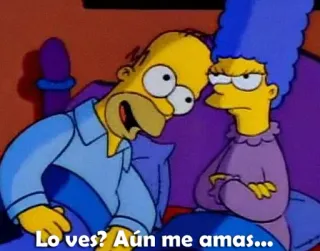 ❤ Homer Simpson The Simpsons Lo ves? Aún me amas... 호머 심슨, 마지 심슨, 심슨 가족, 만화, 애니메이션, 사랑, 텔레비전 telegram sticker