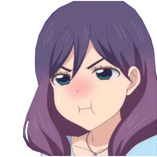 😑 anime, angry, girl, cartoon, upset, woman, facial expression whatsapp sticker