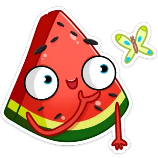 🤔 anguria, cartone animato, frutta, cibo, farfalla, adesivo whatsapp sticker