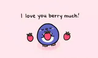 🍓 I love you berry much! penguin, strawberry, love, berry, cute telegram sticker