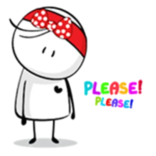 🙏 PLEASE! PLEASE! błagający, słodki, kreskówka, prośba, kawaii telegram sticker