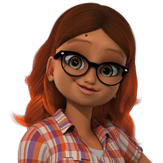🤓 Alya Cesaire Miraculous: Tales of Ladybug & Cat Noir animé, personnage, lunettes, alya césaire, miraculous ladybug telegram sticker