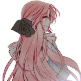 🎀 Anime Mädchen, Pinke Haare, Schleife, Cartoon, Süß, Illustration telegram sticker